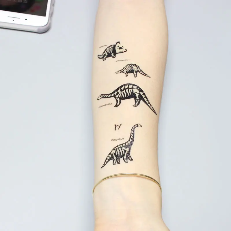 10 枚の光る恐竜タトゥーステッカー グリーンナイトグロー漫画恐竜ティラノサウルスレックス翼竜防水一時的な