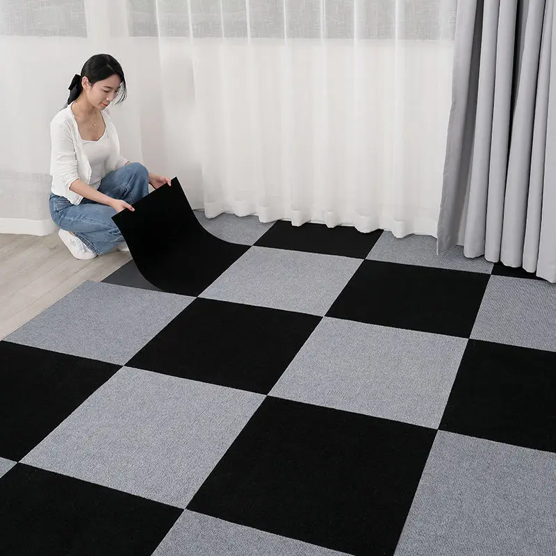 2024 New Square Splicing Carpet DIY Self-adhesive Home Mat 30x30Cm Bedroom Kitchen Anti-slip Silent Tile Carpet