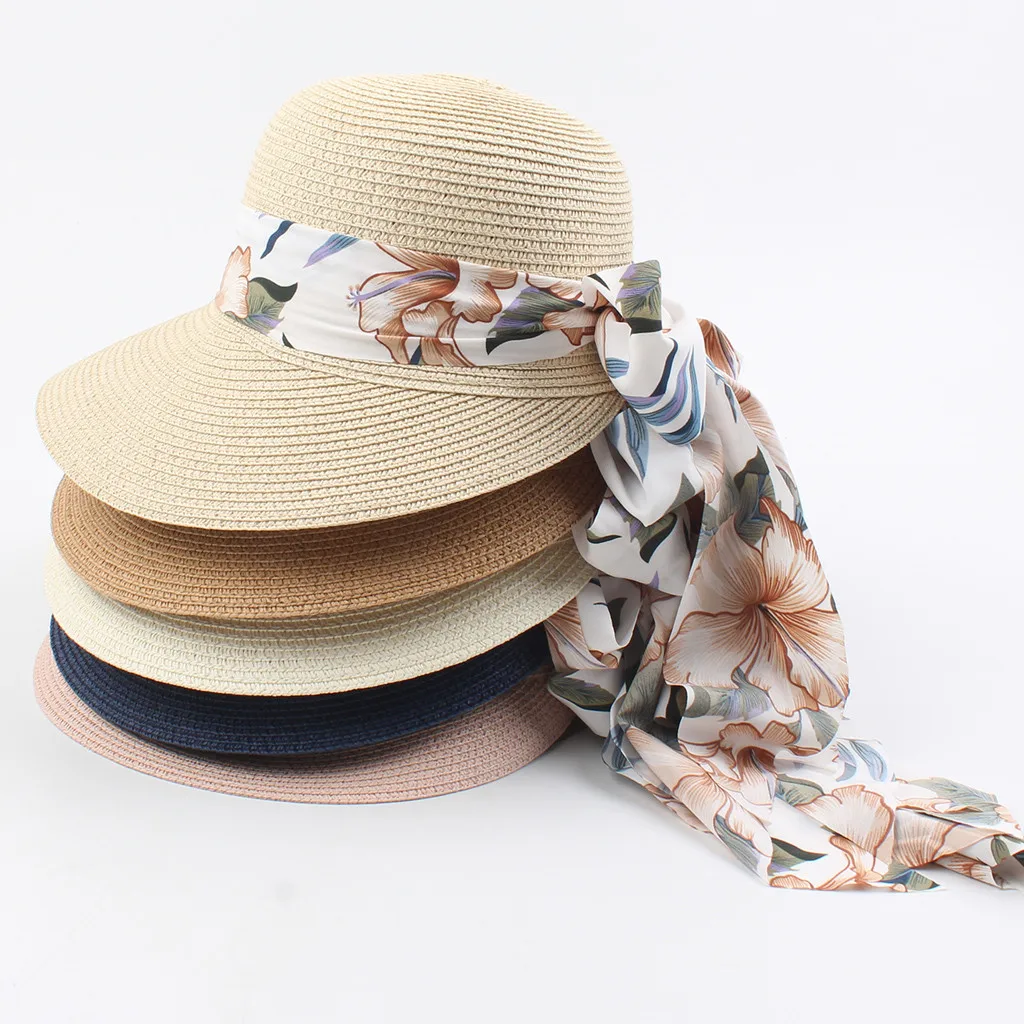 Women Summer Foldable Sun Hat Wide Large Brim Beach Hats Visors Straw Hat chapeau femme Beach UV Protection Caps