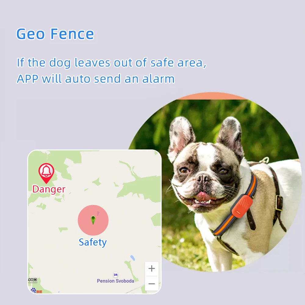 Pet Tracker GPS Electronic Fence Dog Cat Collar Lost Prevention 90-Day Trajectory Storage Guard Durable Collar P67 Pet Safety