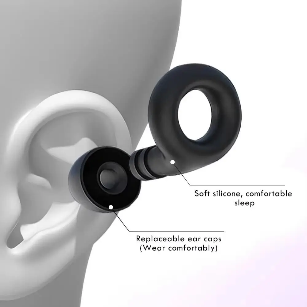 HUAK Super Soft Reusable Quiet Ear Plugs for Noise Reduction Hearing Protection for Sleep Swim Work 8 Ear Tips Sizes XS/S/M/L