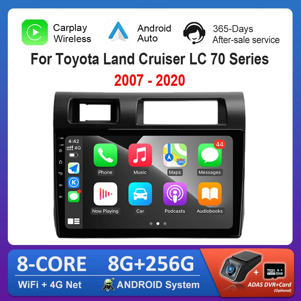 

Video Multimedia Player for Toyota Land Cruiser LC 70 Series 2007 - 2020 Android Car WiFi+4G GPS IPS Screen Head Unit DSP Stereo