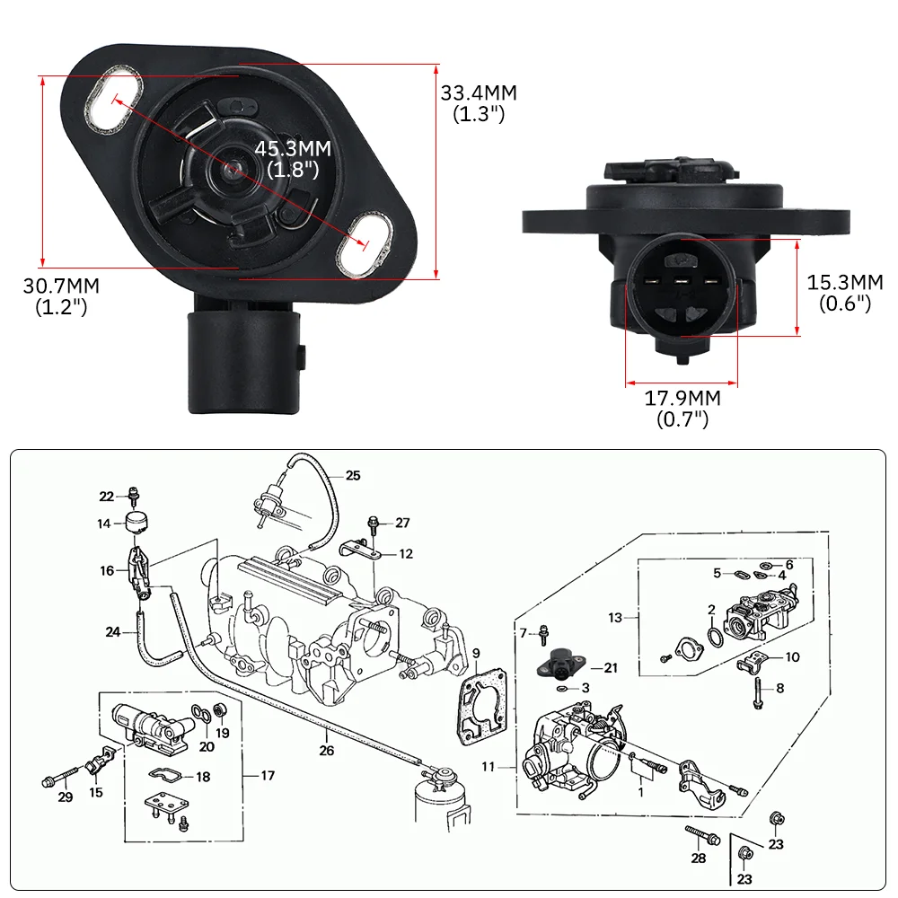 16400P06A11 Throttle Position Sensor TPS For Accord Civic CRV CRX Acura OEM 16400P0AA50 16400-P06-A11 1988-2001 37825-PAA-A01