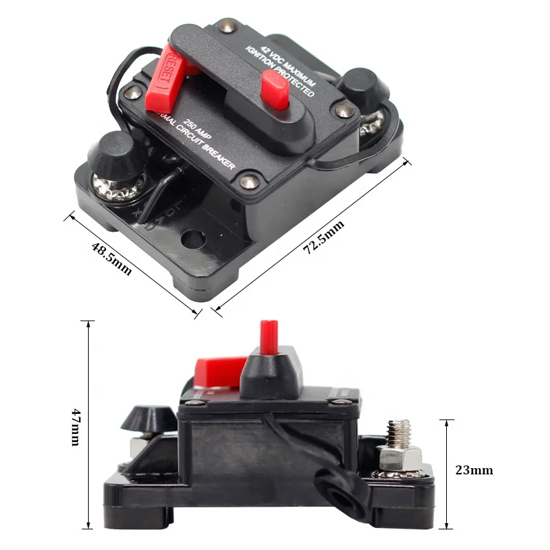 42V DC 40A 50A 60A 70A 80A 100A 150A 200A 250A 300A  Marine Solar Truck Car Audio Inline Automotive Circuit Breaker