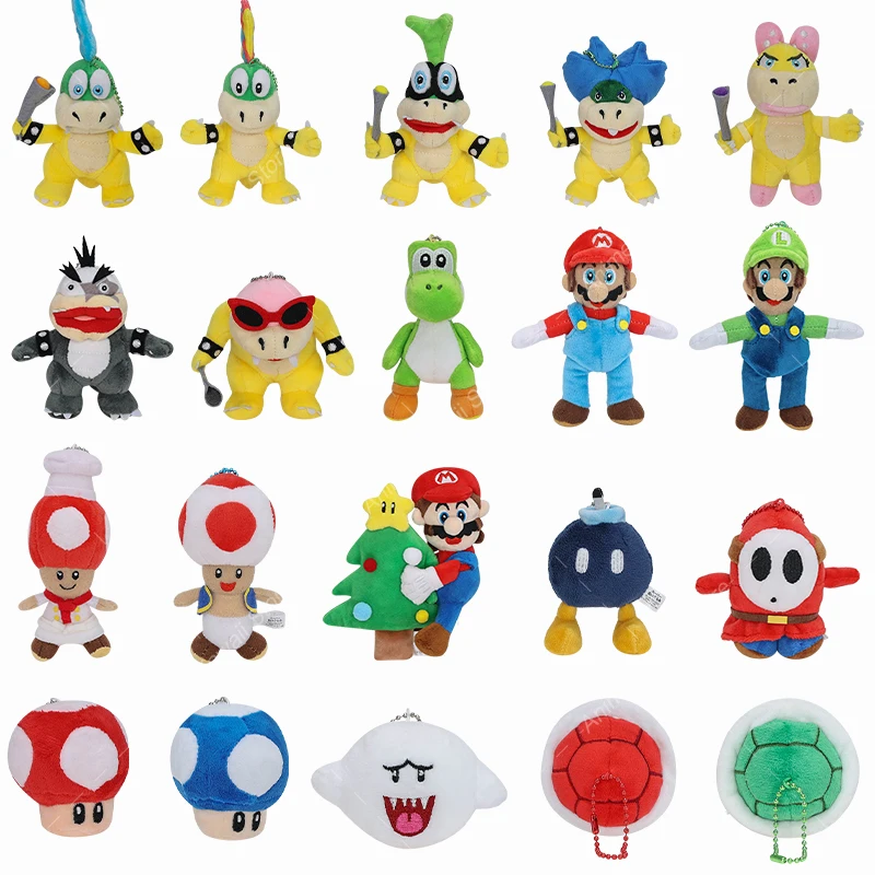 23 Styles Mario Bros Cartoon Plush Keychain Larry Iggy Wendy Koopa Troopa Bob-omb Toad Yoshi Luigi Shy Guy Small Pendant Gifts