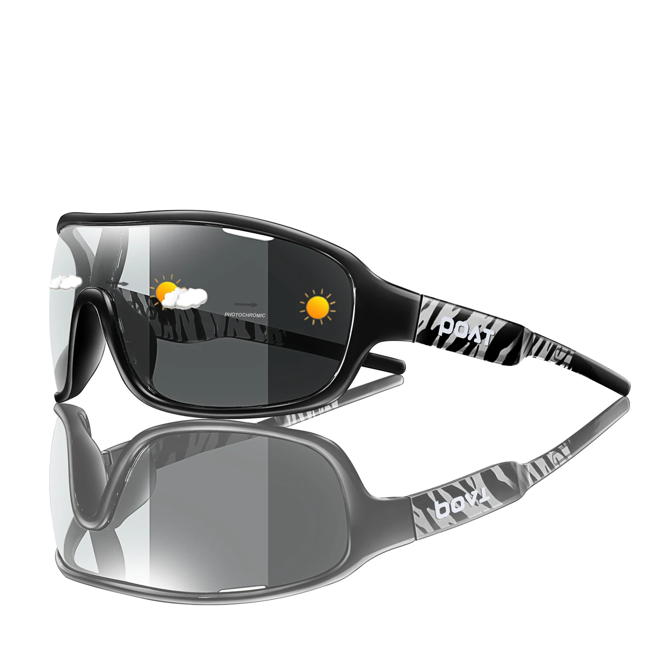 POAT BRAND Photochromic Fishing Sunglasses For Men And Women Outdoor Road Sports Cycling Running, Hiking Windproof Goggles