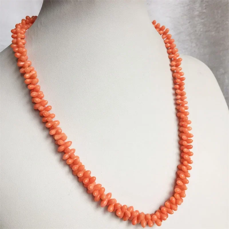 Peanut Shape Orange Coral Necklace Gemstone Vintage Natural Jewelry Noble Elegant Exquisite Beaded Chain Choker Collier