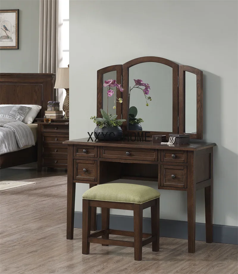 Solid wood dressing table with drawers factory direct sale cheap modern simple dresser with mirror Combination Makeup table