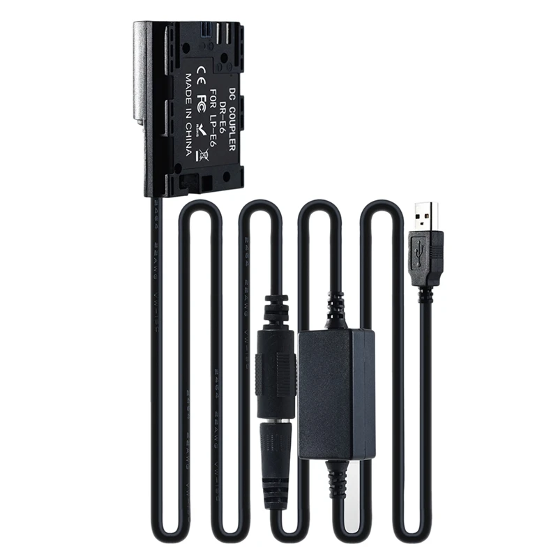 Adaptador de substituição do acoplador DC, Conjunto de baterias LP-E6 Dummy, EOS 5D2 5D3 5D4 6D 6D2 60D 7D 7D2 70D 80D 90D