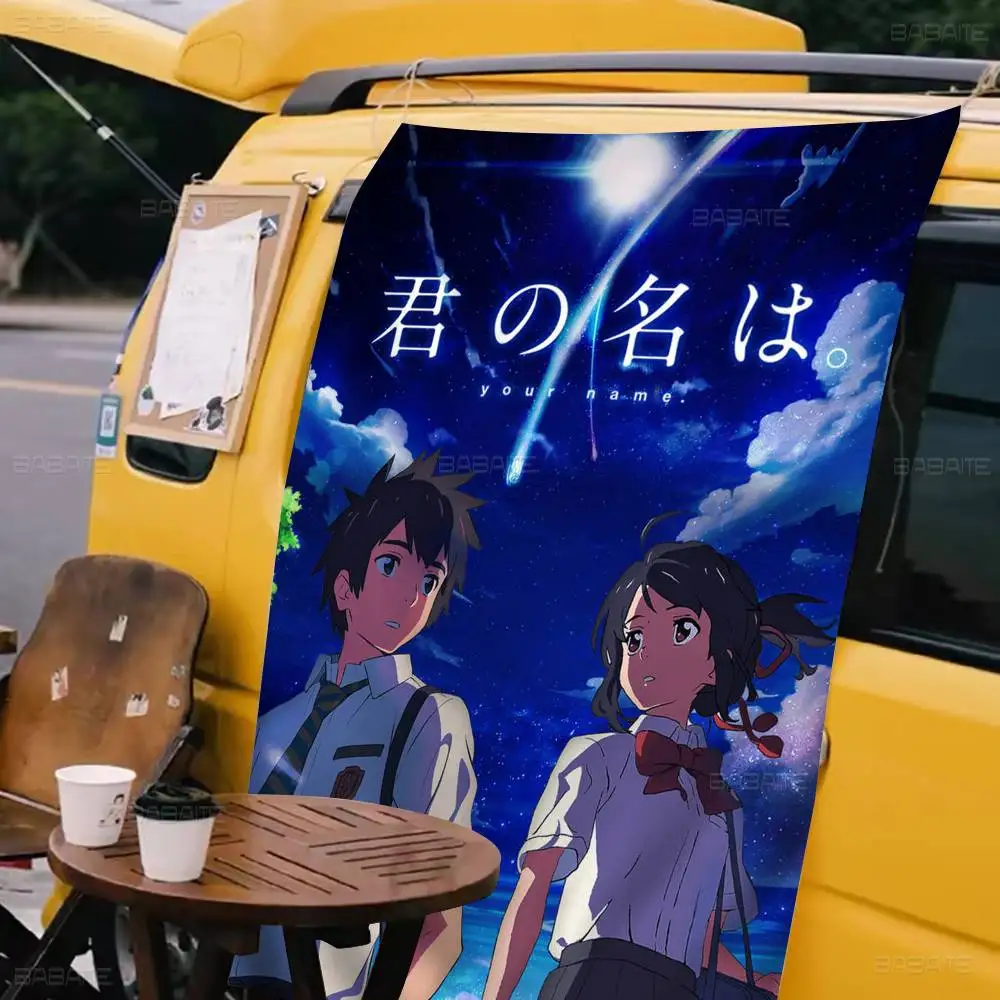 Anime Your Name Mitsuha Movie Creative Pattern Hanging Flag Polyester Printed Banner Hand Pulled Flag