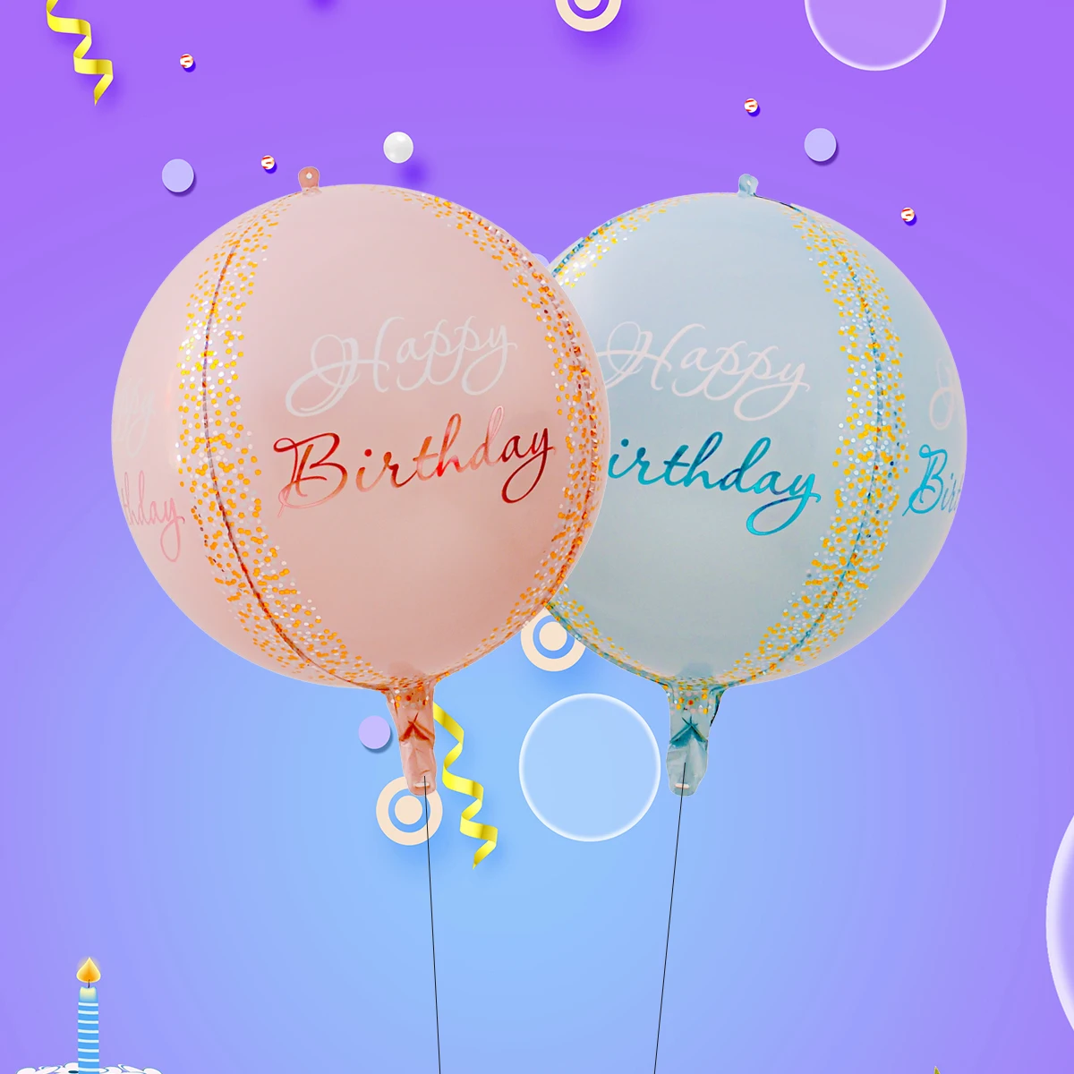 2 Stück 22 Zoll blau rosa 4D alles Gute zum Geburtstag Folienballons Geburtstag Party Dekorationen BabyShower