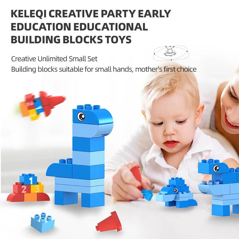 Big Size Fun Animal Building Blocks Set Block DIY Large Particles Cute Little Dinosaur Rocket Bricks Baby Educational Hot Toys