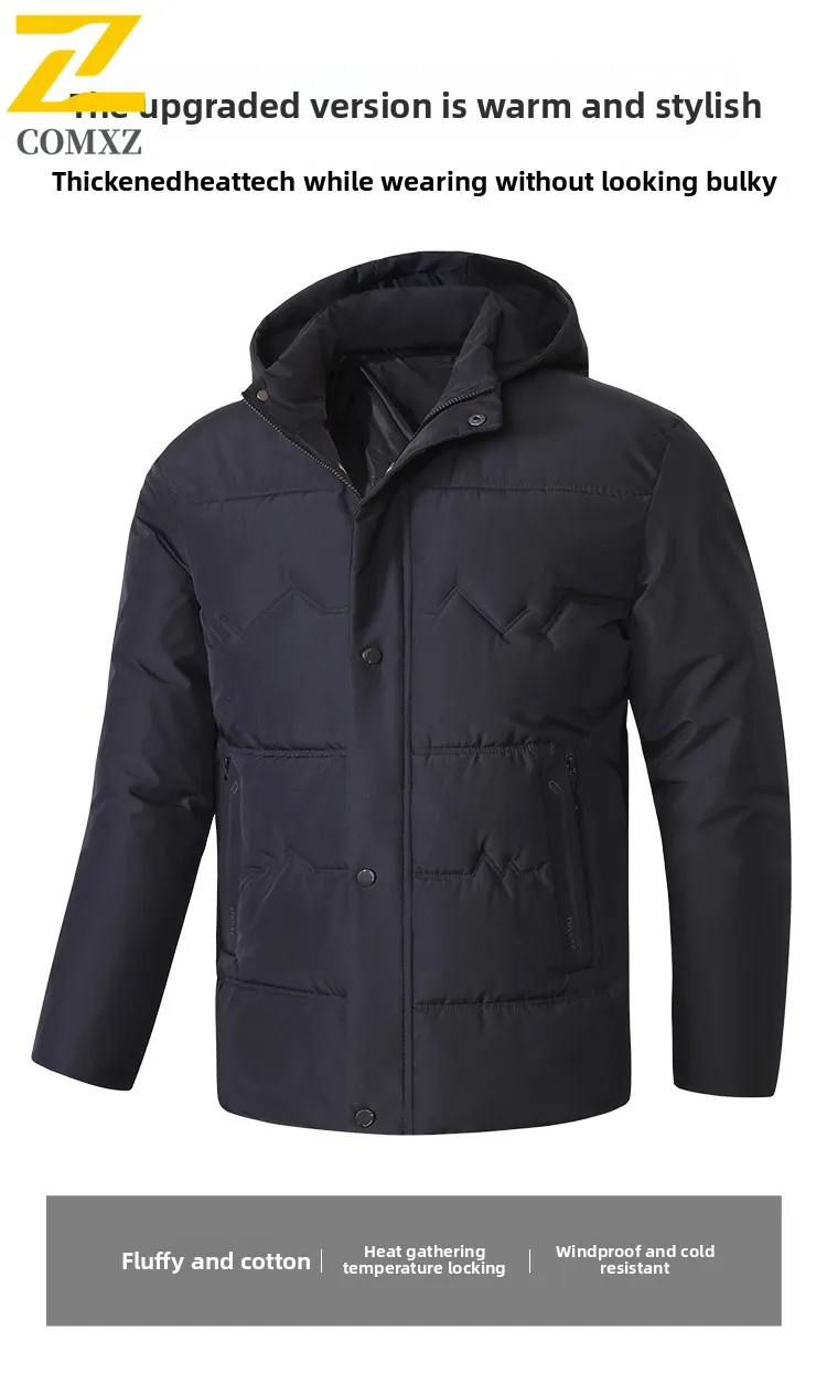 2025 신상 남성 코튼 재킷 겨울 아웃도어 두꺼운 방한 따뜻한 탈부착 햇 재킷 남성 방풍 다운 재킷 지퍼 코트