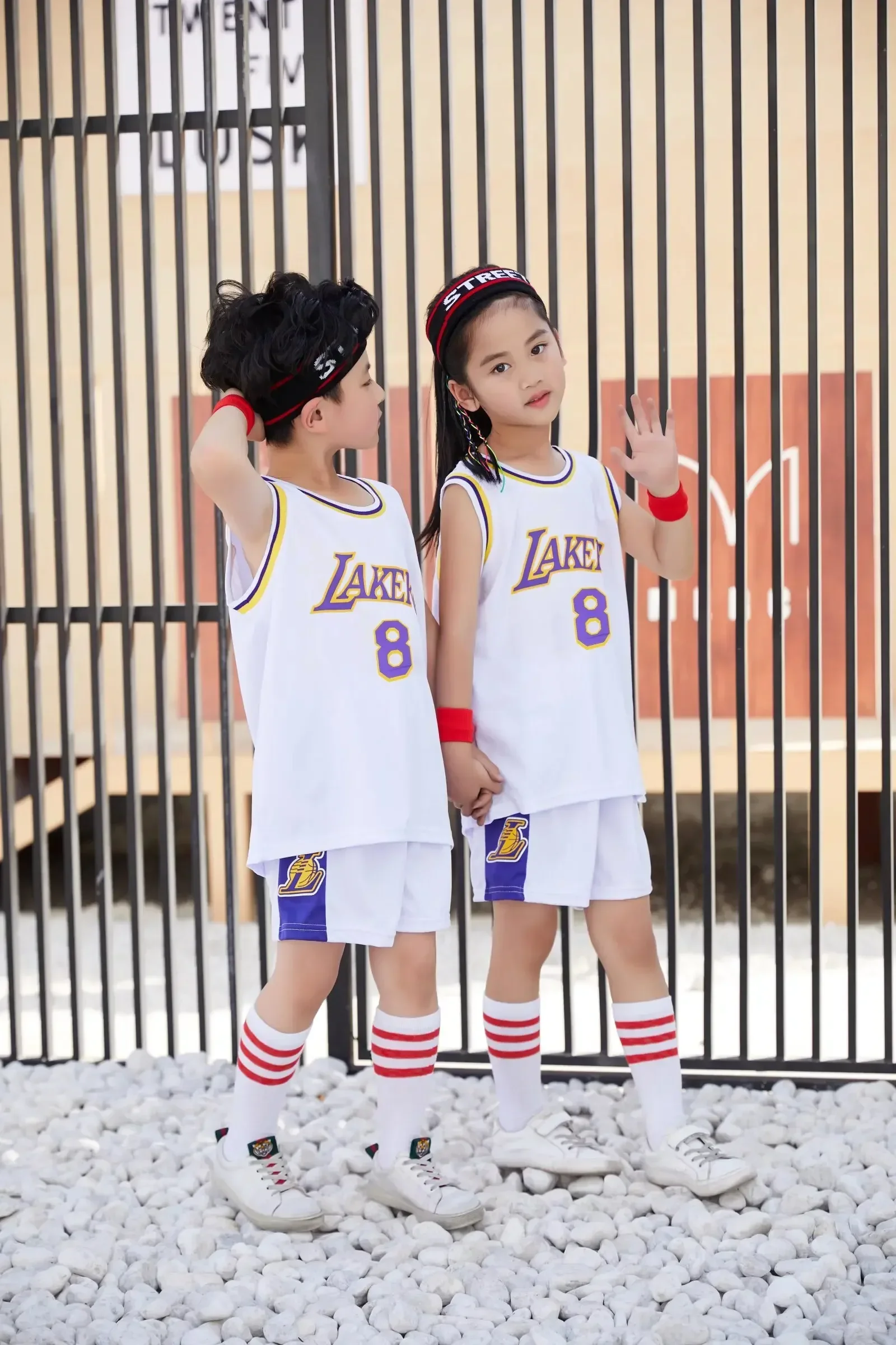 NEW 23/24 boy girl Lakers 8  Basketball Jerseys Children\'s uniform set primary school jersey game team uniform training vest