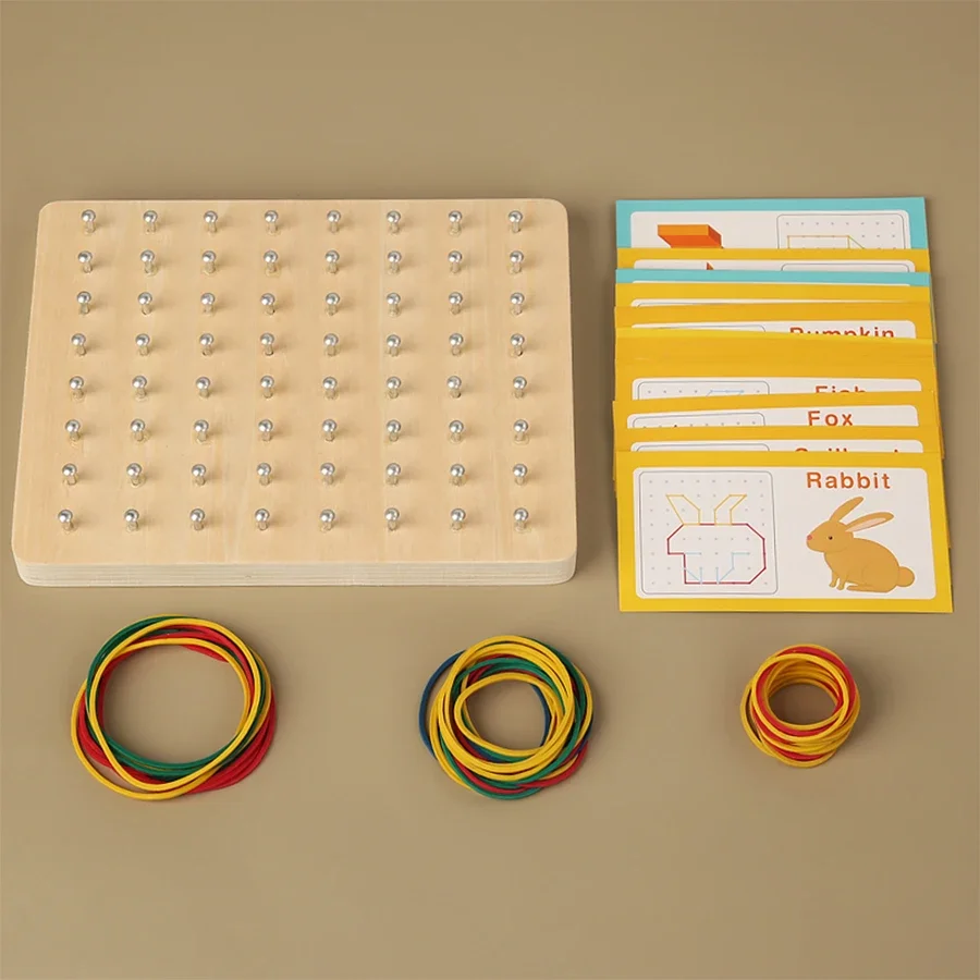 Pegboard Geométrico De Madeira Para Crianças, Brinquedo Montessori, Jogo De Puzzle Criativo, Educação Infantil