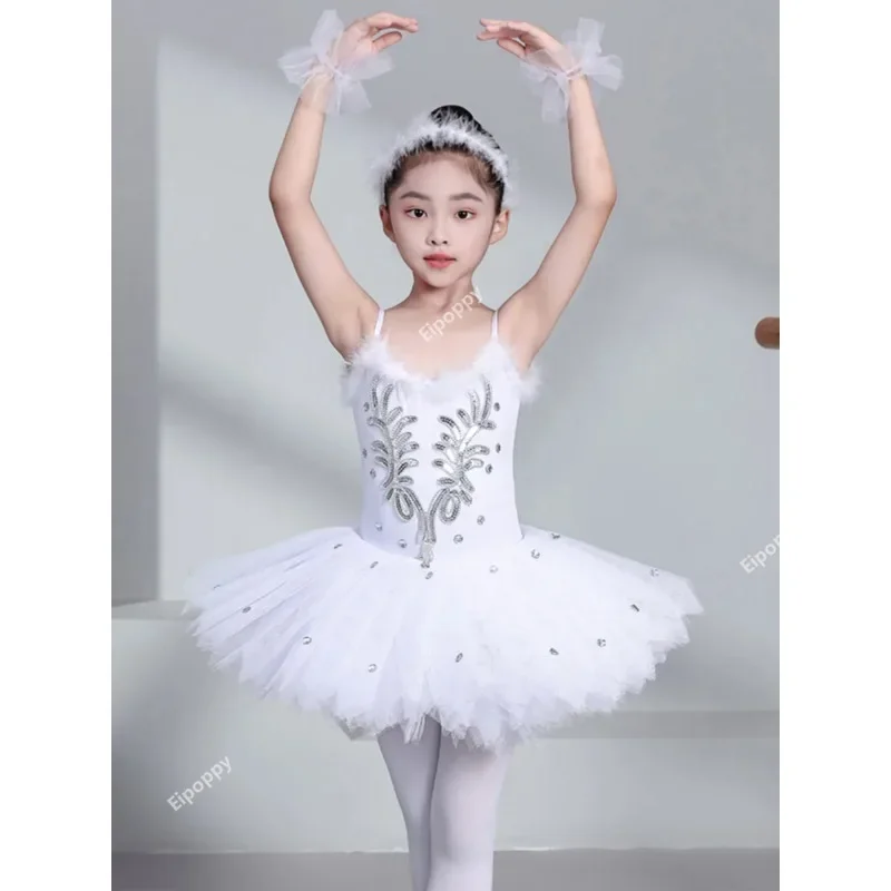 Jupes de Ballet blanches, Tutu professionnel, crêpes, Costume de danse du cygne pour filles et enfants, robe de soirée de ballerine