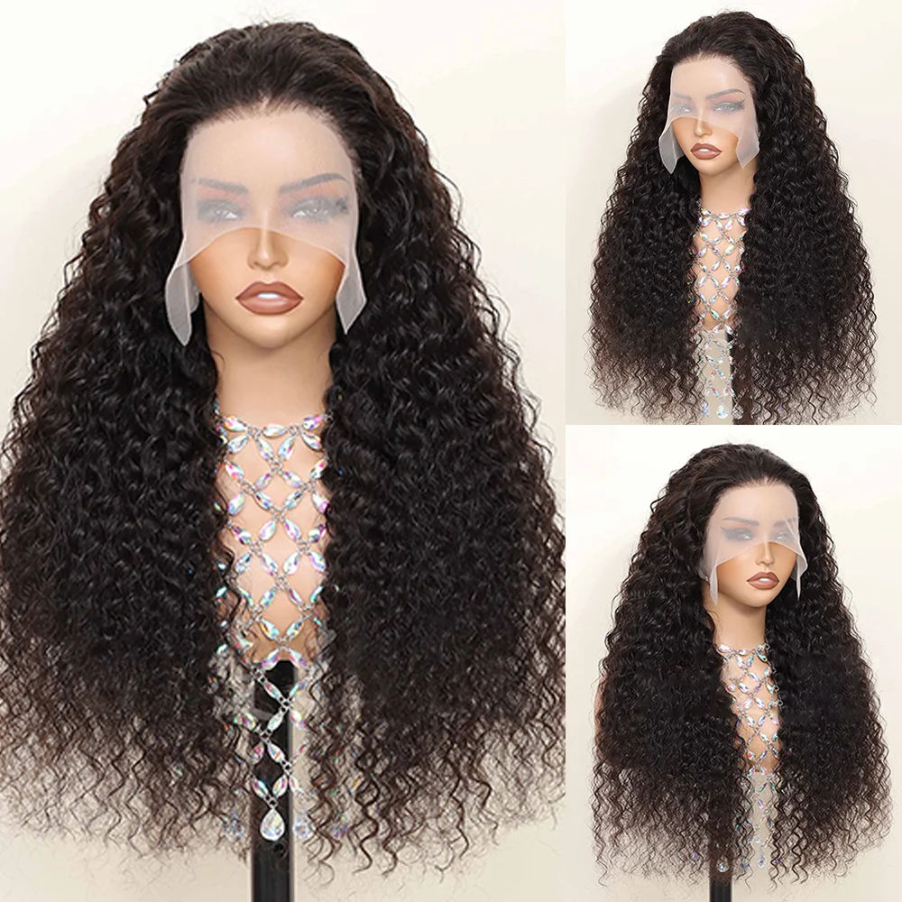 

Deep Curly Wave Lace Front Wigs Human Hair 13x6 Transparent Lace Front Wigs 200% Density Curly Lace Front Wig Pre Plcked