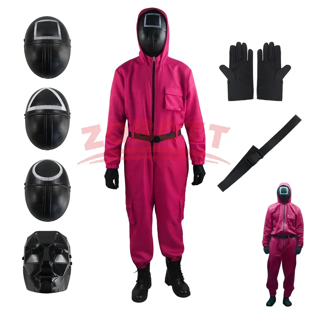 TV Game Pink Jumpsuit Costume Set (Gloves+Suspenders) - Breathable Cosplay Outfit Role Play Party Wear for Boys Girls