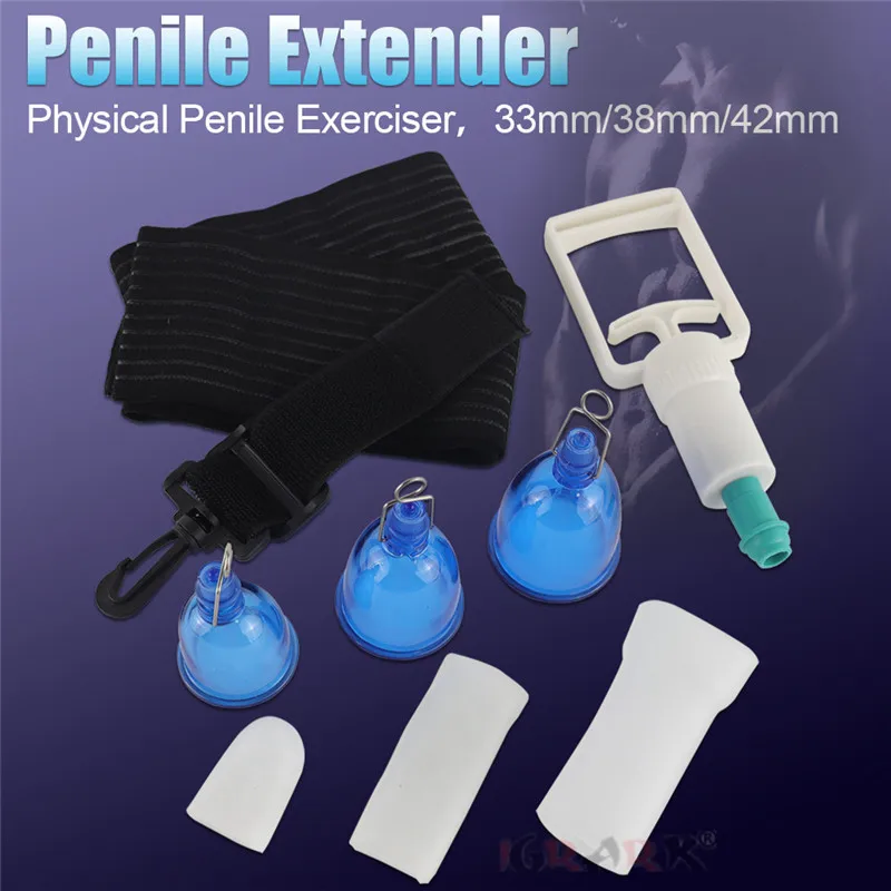 Male Penis Extender Vacuum Pump Strap Dick Erection Cock Sleeve Stretcher Kit Penile Enlargement Erotic Adult Sex Toys for Men