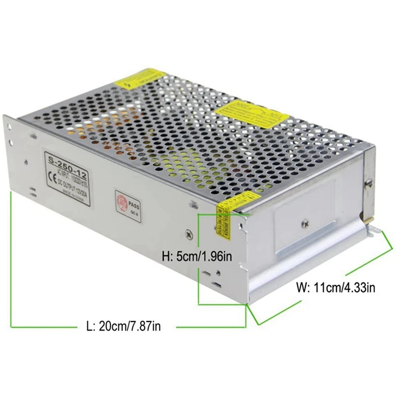 DC 12V saklar transformator catu daya AC 110V / 220V ke DC 12V 20Amp pengubah adaptor LED
