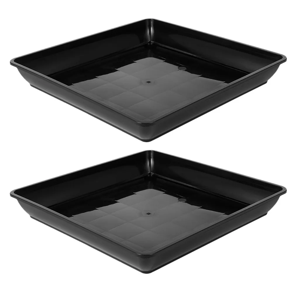2Pcs Heavy Duty Square Plastic Planter Saucer Flower Pot Tray Water Catcher Drip Dish for Indoor Balcony Windowsill Succulents