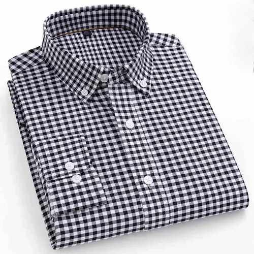 New In Shirt 100%Cotton Fashion Long Sleeve Shirts for Man Slim Fit Formal Plian Shirt Soft Casual Office Designer Plaid Clothes - Image 14