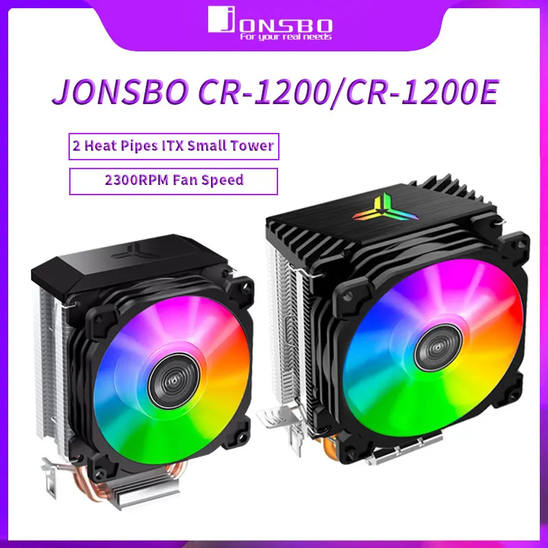 Jonsbo CR1200 Cpu Cooler 2 Heat Pipes Tower Processor Cooler 3Pin For Intel 1151 AMD AM4  RGB Air Cooler Cpu Cooling Fan