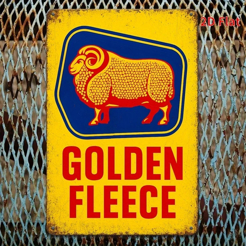 Style  Tin Sign - Rustic Metal Wall Decor for Home, Bar, Cafe, Garage, Farmhouse - Golden Fleece Ram Design with Red & Yellow
