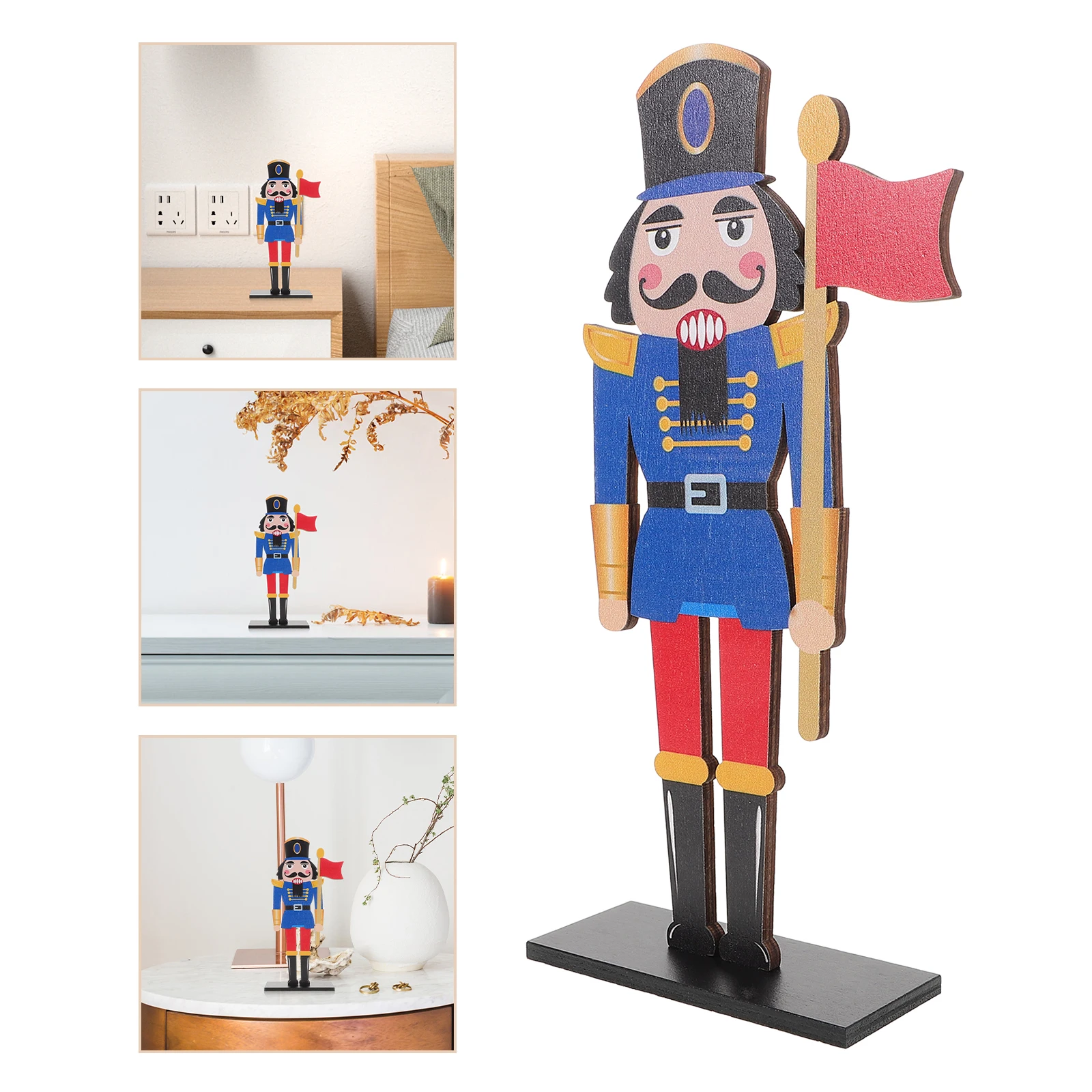 

Wooden Nutcracker Soldier Figure Christmas Decoration Tabletop Ornament Holiday Festive Centerpiece Traditional Craft