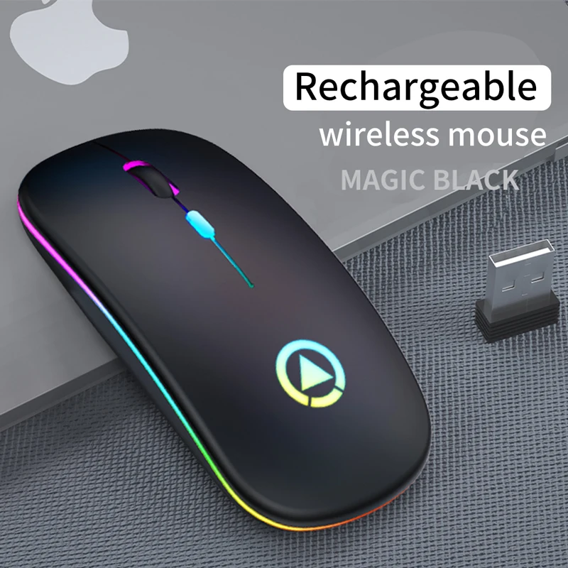 Перезаряжаемая беспроводная мышь 2,4 ГГц, компьютерная мышь с приемником для ПК, ноутбука Macbook