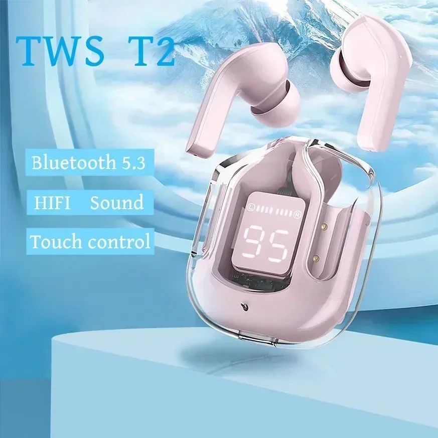 Original T2 Bluetooth Headphones TWS Transparent Wireless Bluetooth Headset HIFI Sound Quality Bluetooth 5.3 For Xiaomi Earbuds