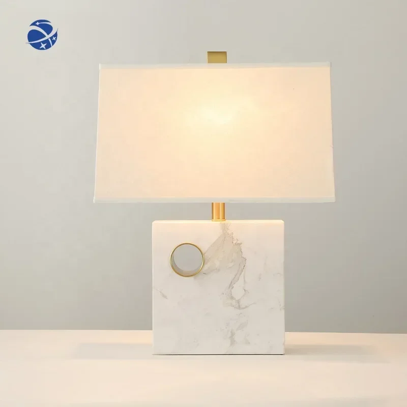 Modern bedside table lamp hotel decorative white marble base desk lamp ETL32026