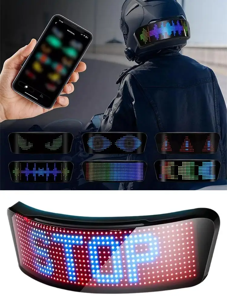 AliExpress 2025 Motorcycle Helmet Warning Light Night Riding DIY RGB Led Screen Display Bike Helmet Taillight APP Programmable LED Screen