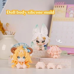 Ultra Light Clay Q Version Doll Sitting Body Silicone Mold DIY Ceramic Doll Polymer Clay Animation Character Body Making Mold