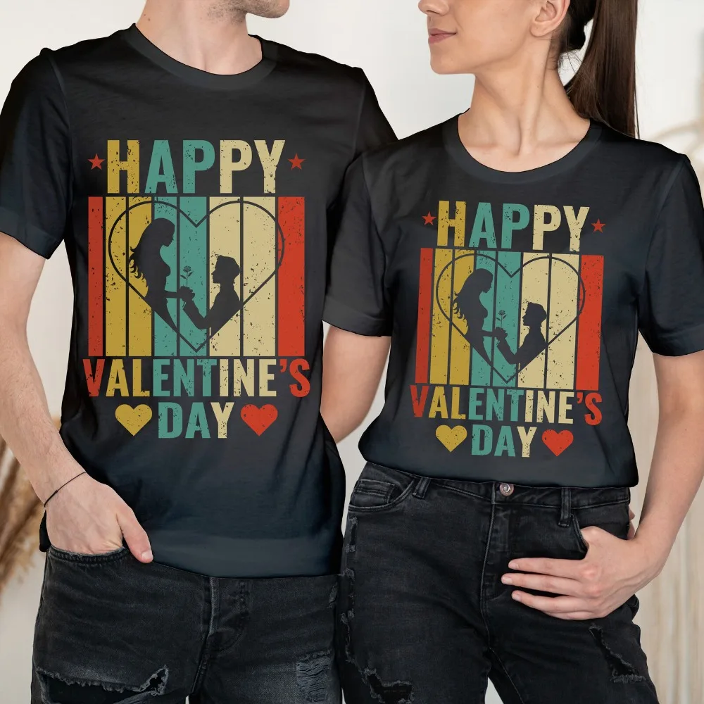 

Happy Valentine's Day Propose Love Goals Couple Love Matching T-Shirts Funny Print Round Neck Tshirt Cute Graphic Tees