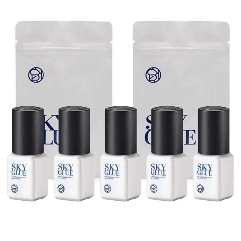 5 Bottles SKY Glue for Eyelash Extensions 5ml Korea Original Sky S+ Plus Black Red Blue Cap New Package False Lash Adhesive Shop