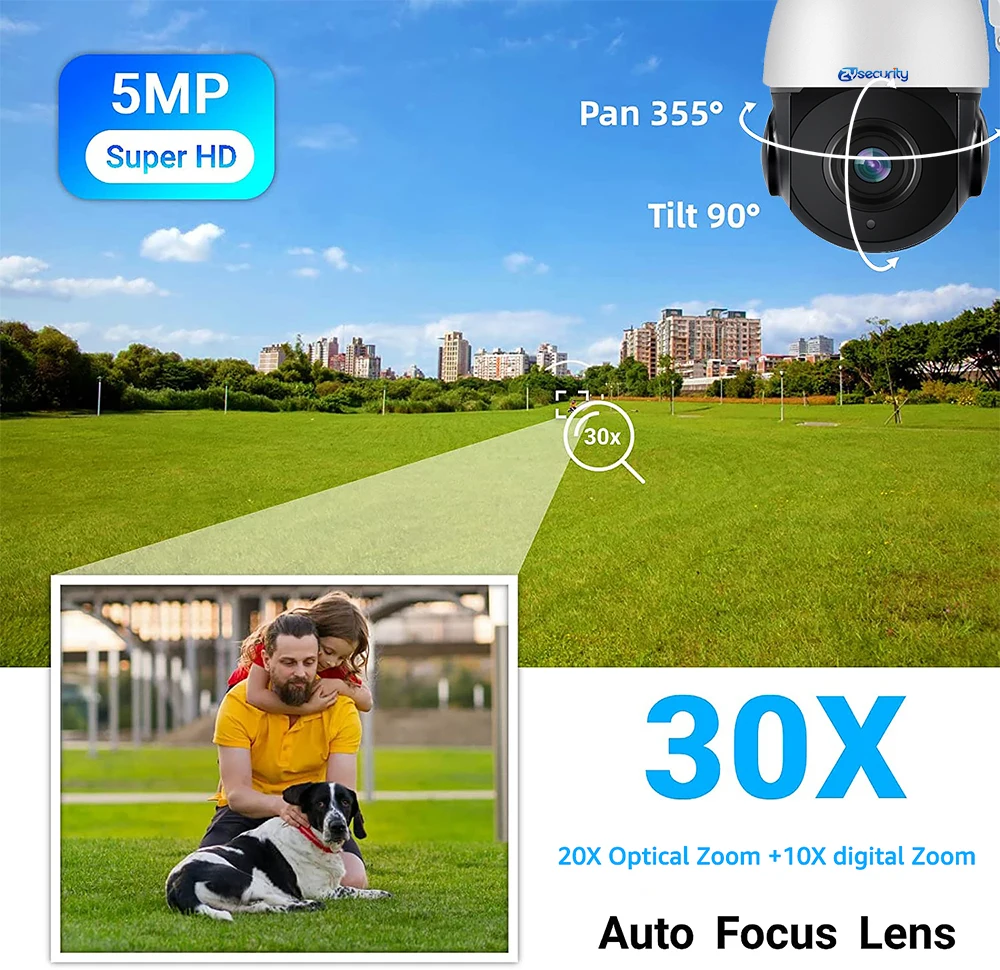 Sony 30X Optical Zoom Wifi PTZ Camera Outdoor 5.0MP H.265 Wireless Dual Light Speed Dome Surveillance CCTV Security IP Camera