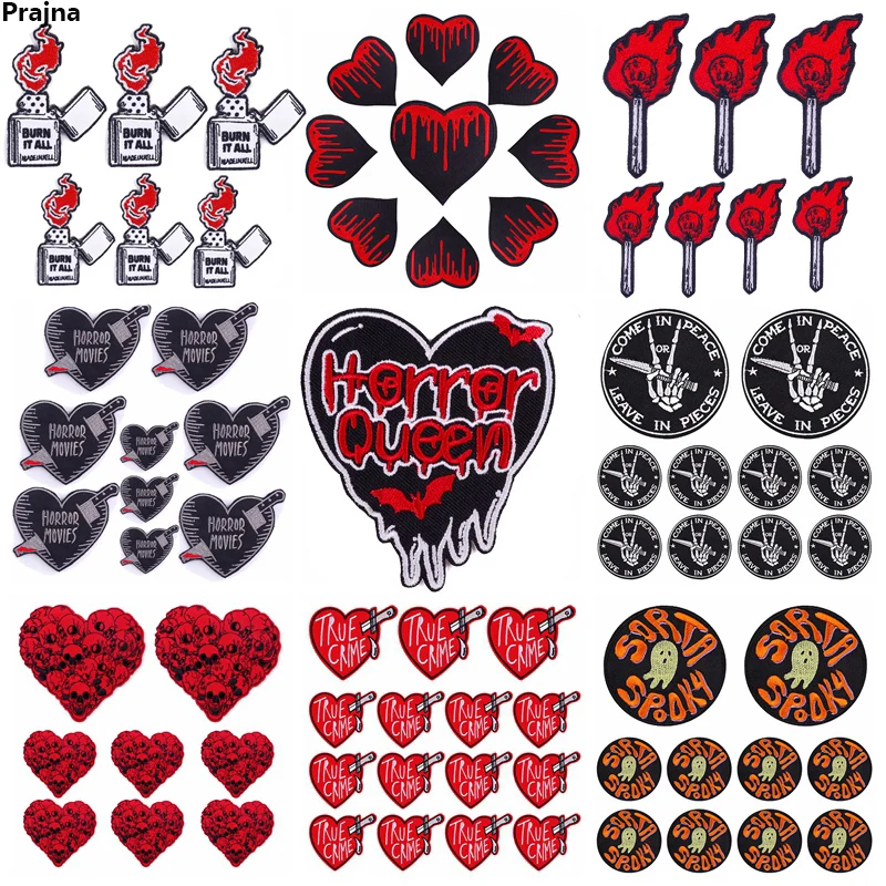 10PCS/lots Horror Queen/Skull Patch Punk Embroidery Patch DIY Iron On Patches For Clothing thermoadhesive Patches On Clothes