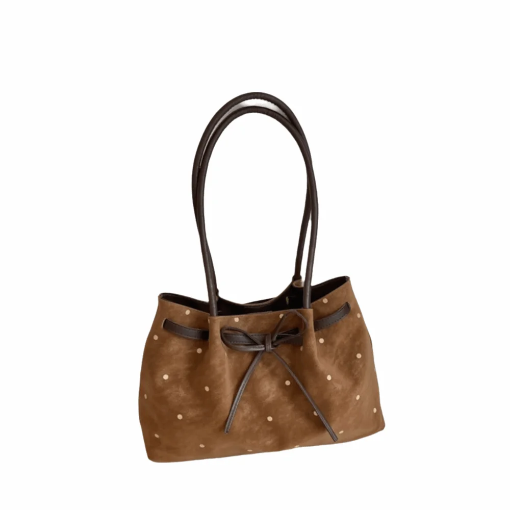 New Bow Tie Polka Dot Underarm Bag PU Large Capacity Crossbody Bag Women's Shoulder Bags Work Commuting