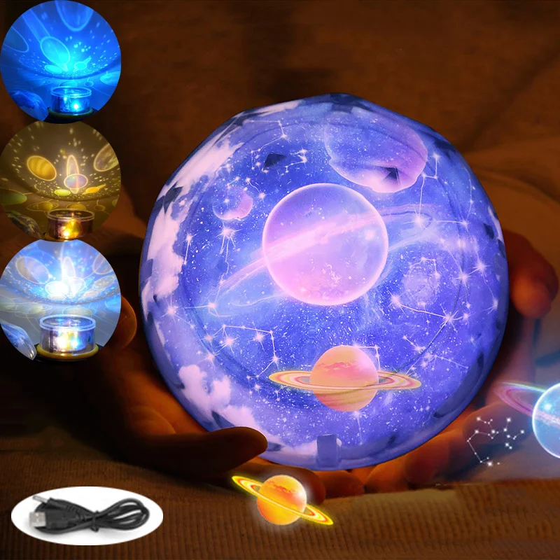 Starry Sky Night Light Planet Magic Projector Earth Universe LED Lamp Colorful Rotate Flashing Star Kids Baby Friends Gift