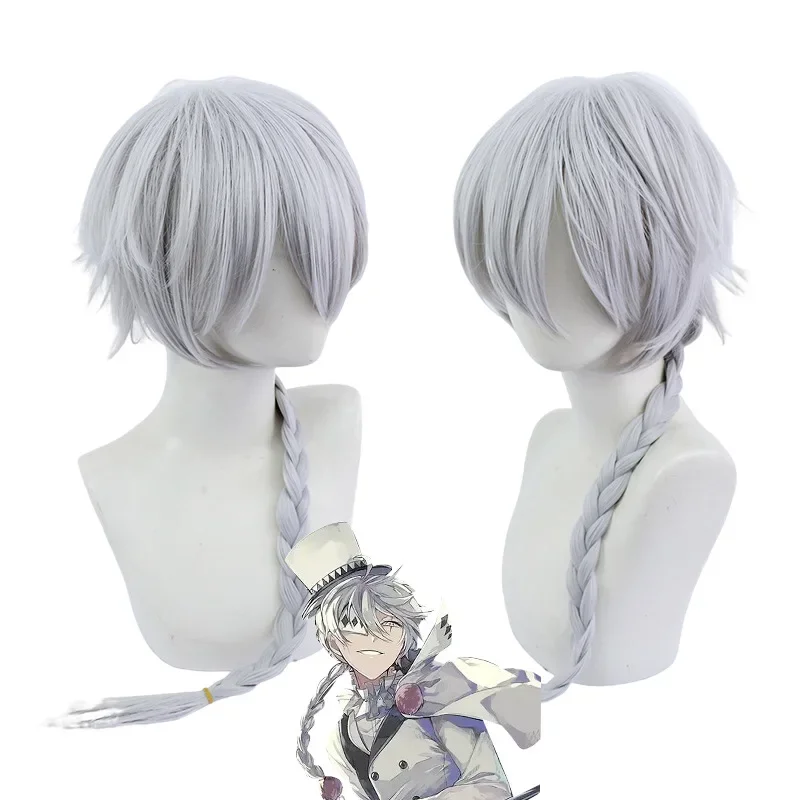 Anime Long Bungo Stray Dogs Season 4 Nikolai Gogol Cosplay Bungo Stray Dogs Cosplay Gogol White Wigs for Halloween Christmas