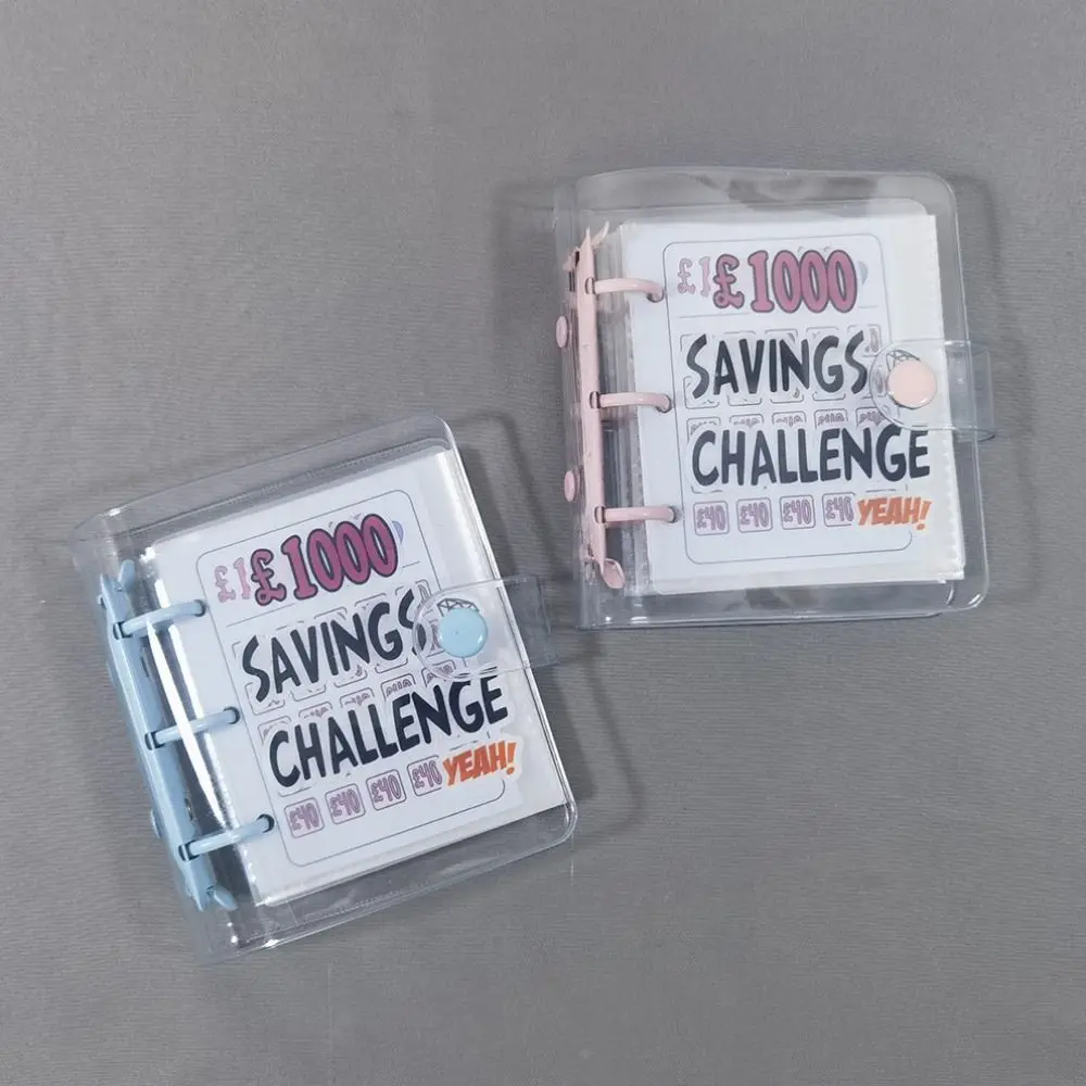 Mini Money Saving Binder 150/500/1000/2100/5000 Pounds Creative Savings Challenges Book Portable PVC Envelope Savings Challenge