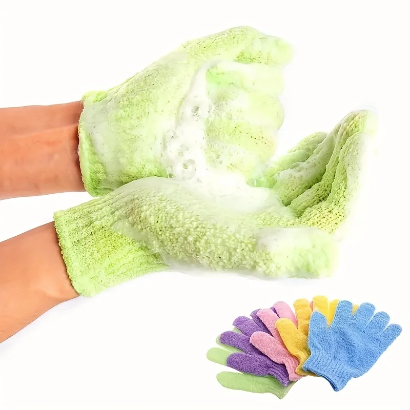 4pcs Exfoliating Shower Gloves Dead Skin Removal Washcloth Double Sided Bath Gloves for Skin Softening Body Scrub Tool Access