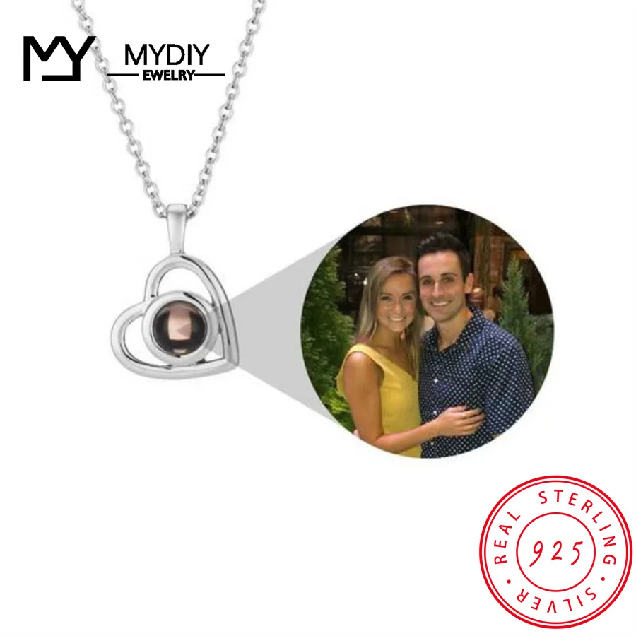 

925 Silver Custom Portrait Projection Necklace Memory Jewelry Gift Personalized Mother's Day Gift Pendant Couple Necklace Charm