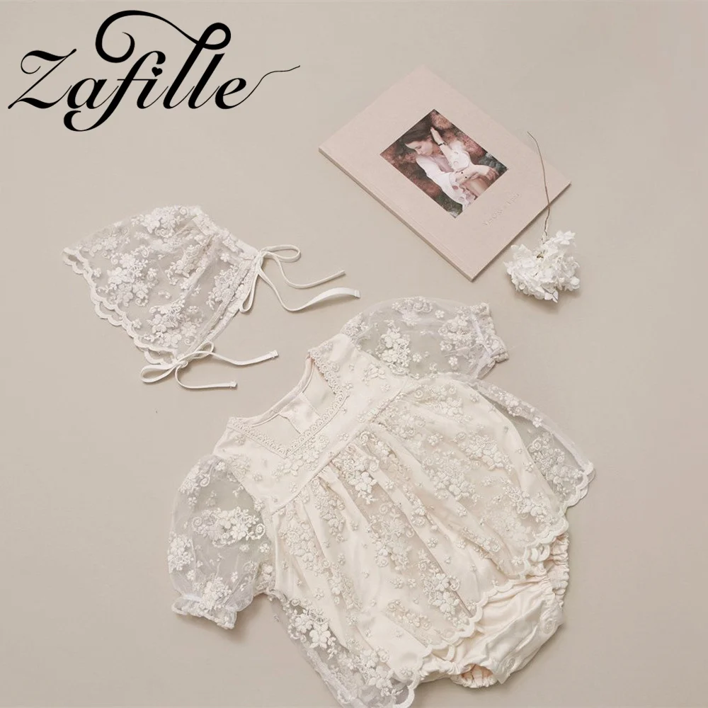 ZAFILLE White Lace Bodysuit Dress For Newborn Girls Rompers Princess Kids Baby Jumpsuit Summer Children Outfits Girl Party Suits