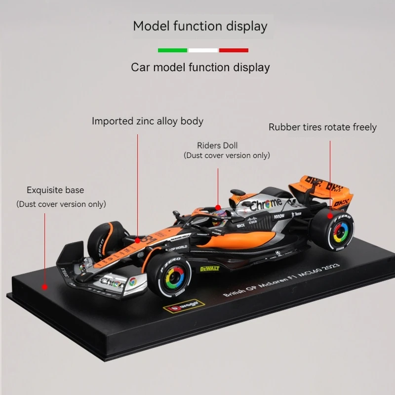 Bburago 1:43 F1 Mclaren Mcl60 #4 Lando Norris #81 Oscar Piastri Formula Racing Alloy Model Toys For Adult Collectible Gifts