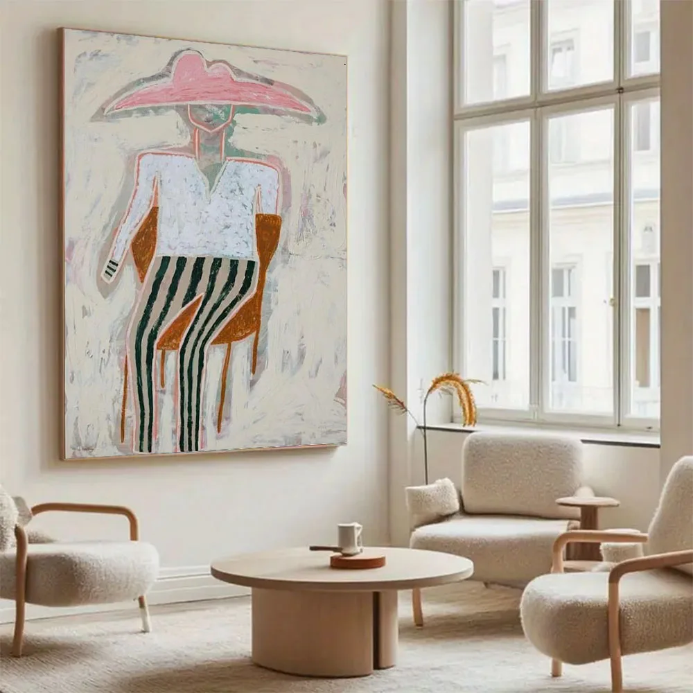 

100% Hand-Painted Brown Modern Oil Painting On Canvas Hug Lover Hot Figure Coulple Picture Pop Wall Art For Living Room Bedroom