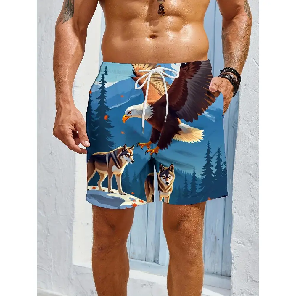 

1pcs Men's Short swim trunks2026 Summer 3D Printed Short sleeve running Quick drying Polyester Breathable Men's pants