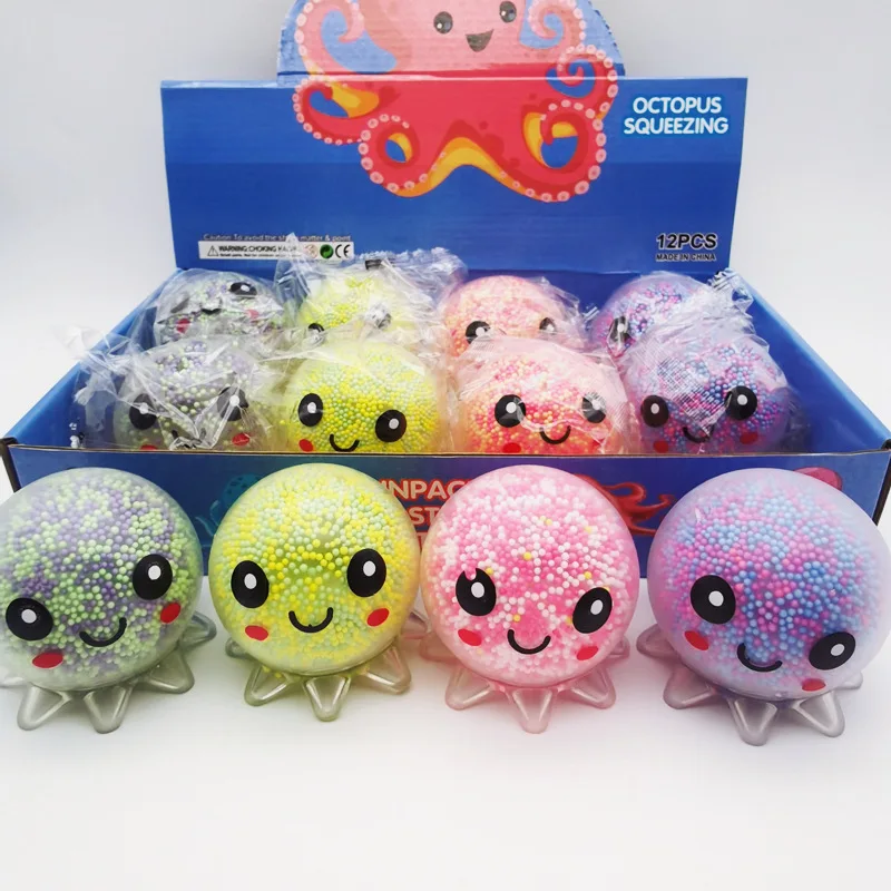 Kids  Glowing Light Squid Vent Ball Squeeze Decompressions Toy Bubble Octopus Ball Stress Relief Toy Birthday Gift  Adults