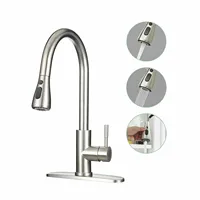 Modern Kitchen Sink Stainless Steel Faucet 360° Rotating Telescopic Faucet Durable Cold Hot Water Kitchen Single Handle Tap